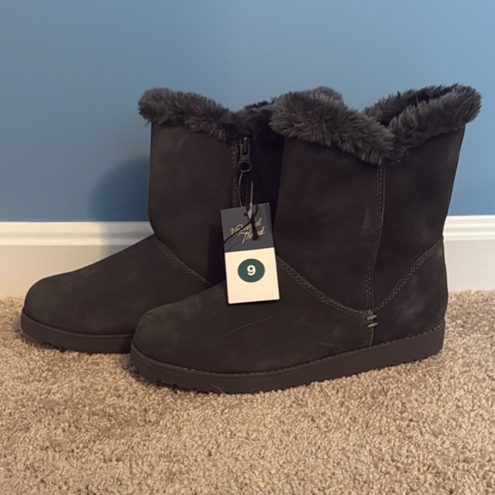 Gray fuzzy Boots